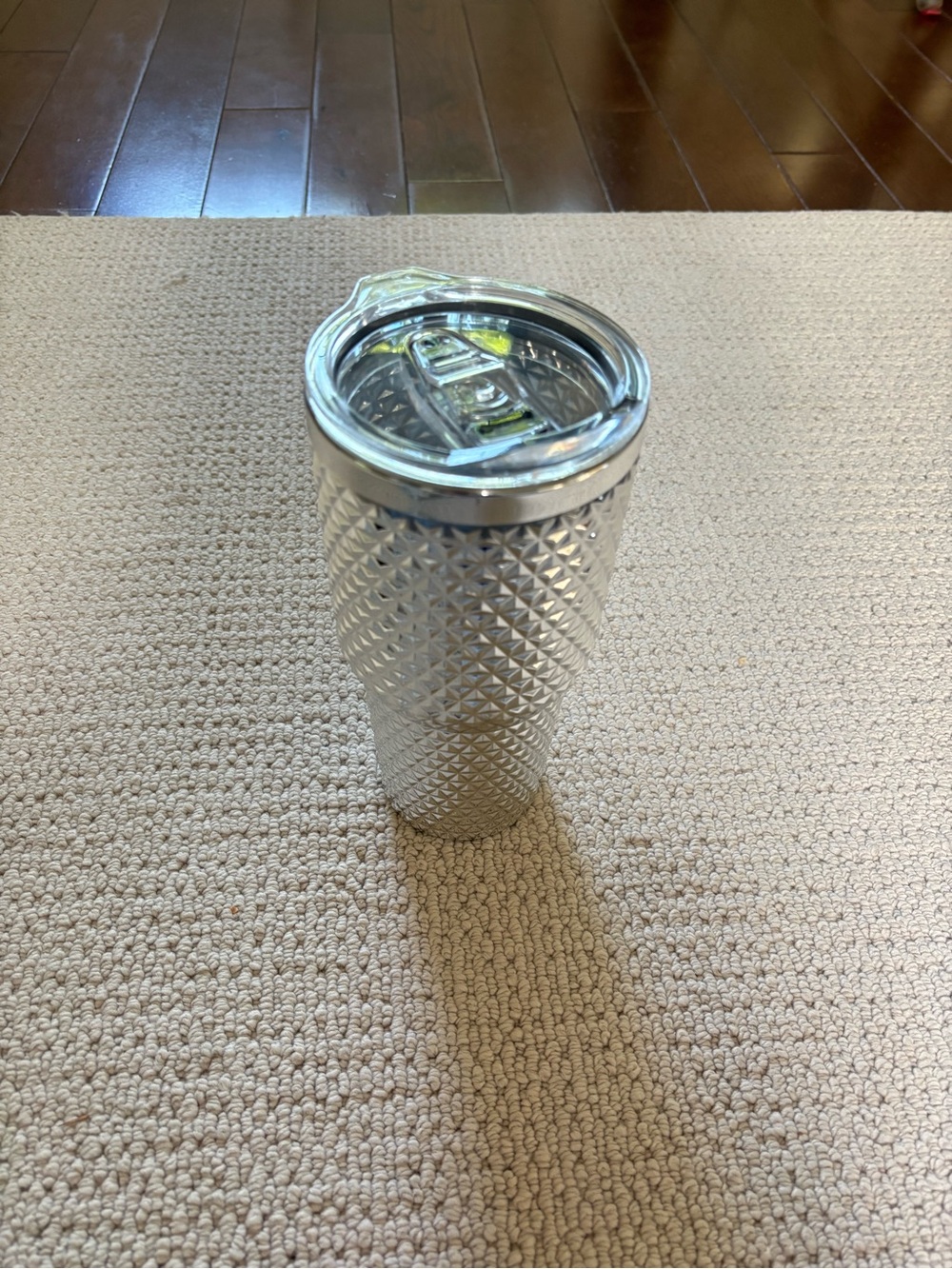 Silver Textured Stainless Steel Tumbler with Lid